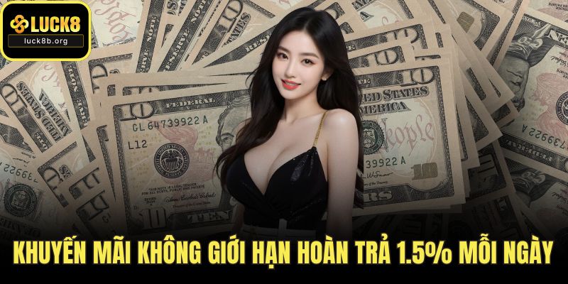 Khuyến mãi không giới hạn hoàn trả 1.5% mỗi ngày
